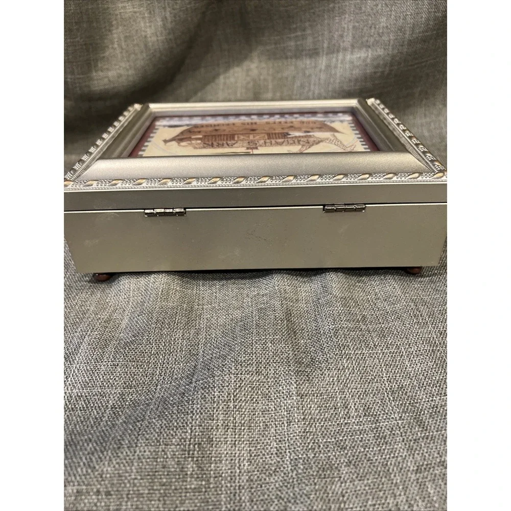 VTG Sankyo Noah's Ark Music Jewelry Box / Photo‎ Frame - Plays Jesus loves Me